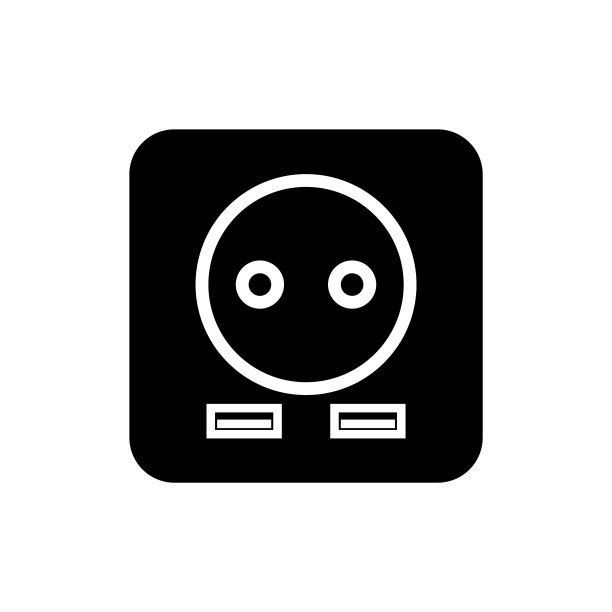 USB端口和EU插头插座图标图片下载