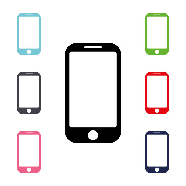 黑色绿色灰色红色手机图标矢量eps10。智能手机平面风格图标。图片下载