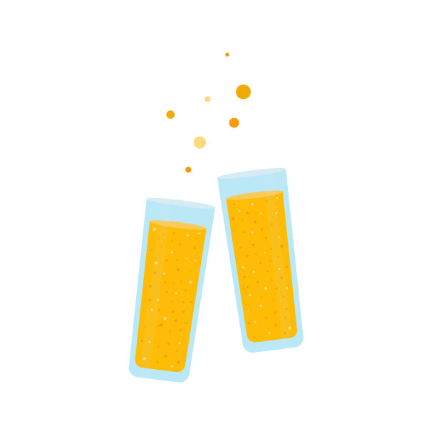 两杯橙汁在一个白色孤立的背景。图片下载