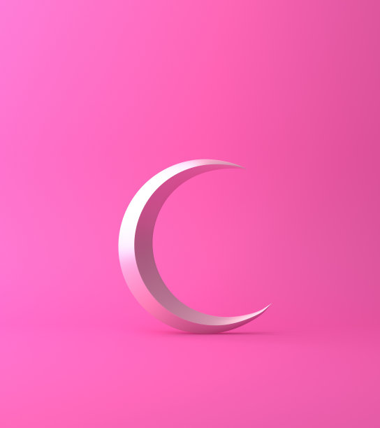 月牙在粉彩背景的工作室照明。图片下载