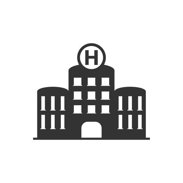 扁平风格的医院建筑图标。白色背景上的医务室矢量图。医疗救护业务概念。图片下载