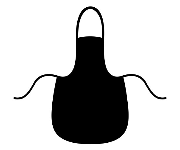 黑色的轮廓。厨房围裙。卡通平面风格插图孤立的白色背景图片下载