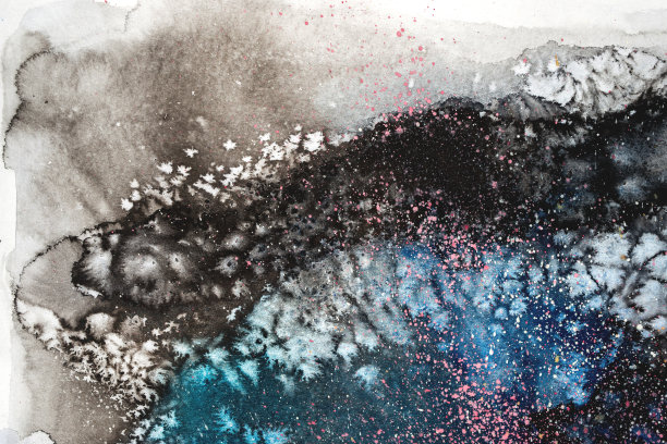 明亮的水彩，蓝色，粉红色，紫色，红色斑点滴。抽象的说明图片下载