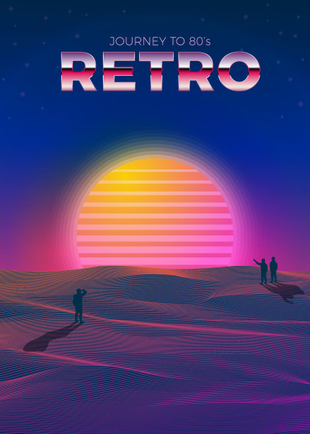 矢量海报模板在80年代复古未来主义风格图片下载