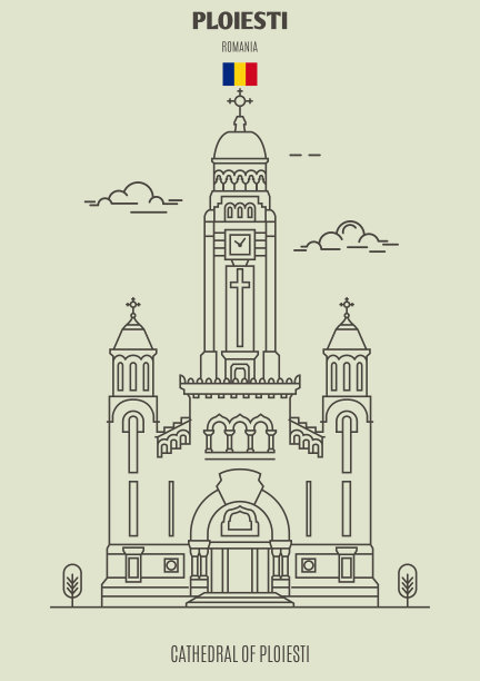 Ploiesti大教堂，罗马尼亚。具有里程碑意义的图标图片下载