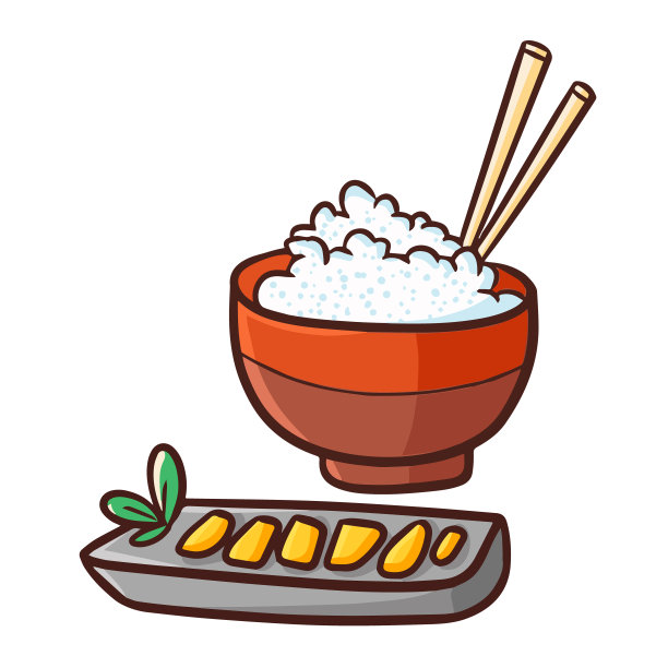 米饭配肉加筷子，东方人的样子图片下载