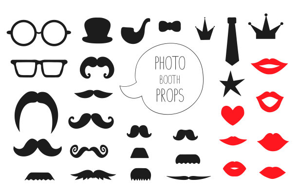 向量组的照片亭道具。图片下载