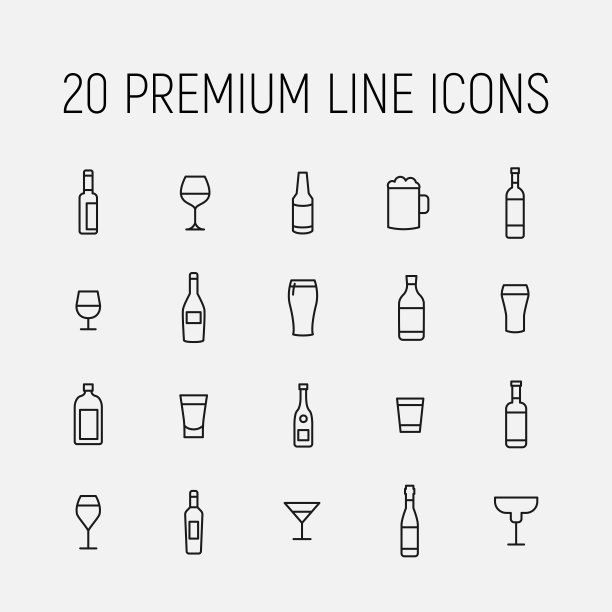 酒精相关矢量图标集图片下载
