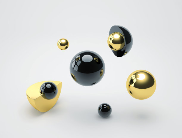 抽象背景与黑色和金色光泽的球体图片下载