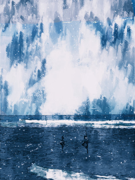 数字绘画渔民在海上，捕鱼文化在斯里兰卡插图图片下载