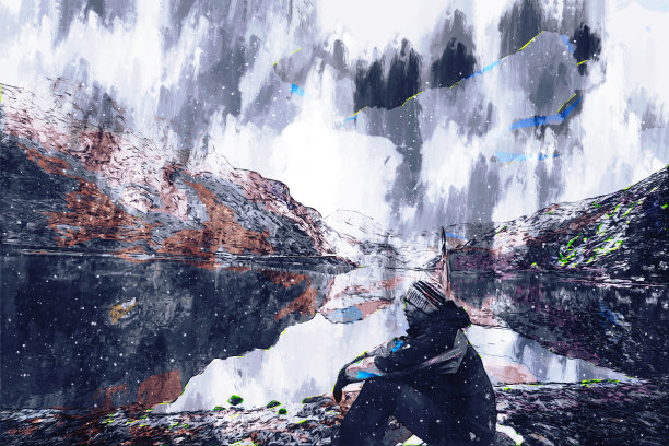 数码画的旅行者，插图的旅行人图片下载