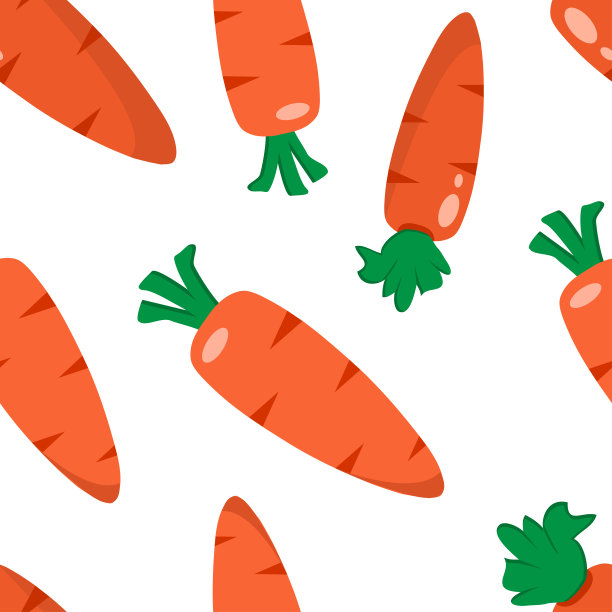 无缝模式与胡萝卜孤立在白色背景。矢量图图片下载