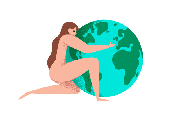 大自然母亲，地球女人与绿色地球图片下载