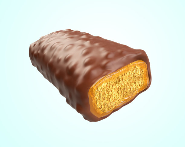 焦糖奶油味脆皮威化，带有3d裁剪路径。图片下载