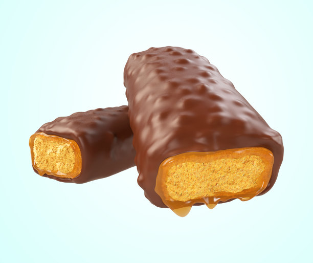 焦糖奶油味脆皮威化，带有3d裁剪路径。图片下载