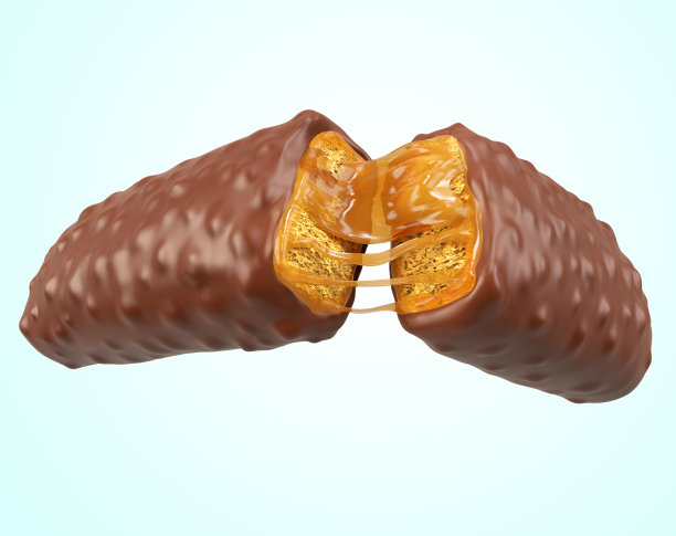 焦糖奶油味脆皮威化，带有3d裁剪路径。图片下载