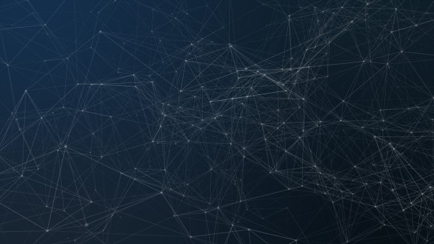 数字网络空间，以线连接为图形背景，未来系统编程和数据传输概念的展示开放公司，3D渲染图片下载