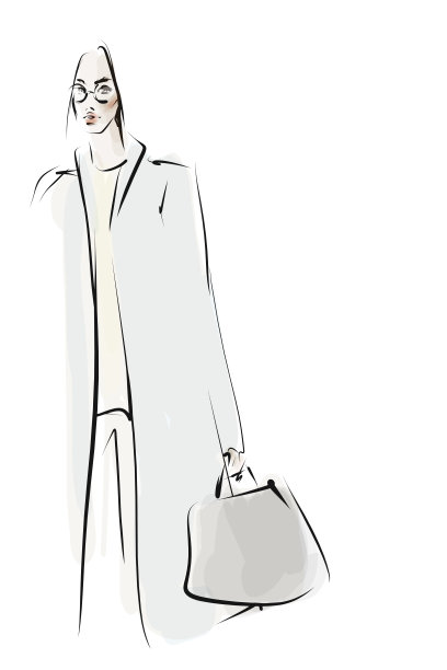 年轻时髦的女人，漂亮的女孩。手绘时尚插图图片下载