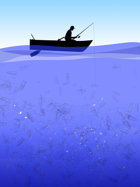 在塑料海里钓鱼图片下载