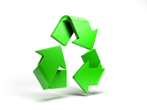 体积绿色回收标志3d渲染在白色图片下载