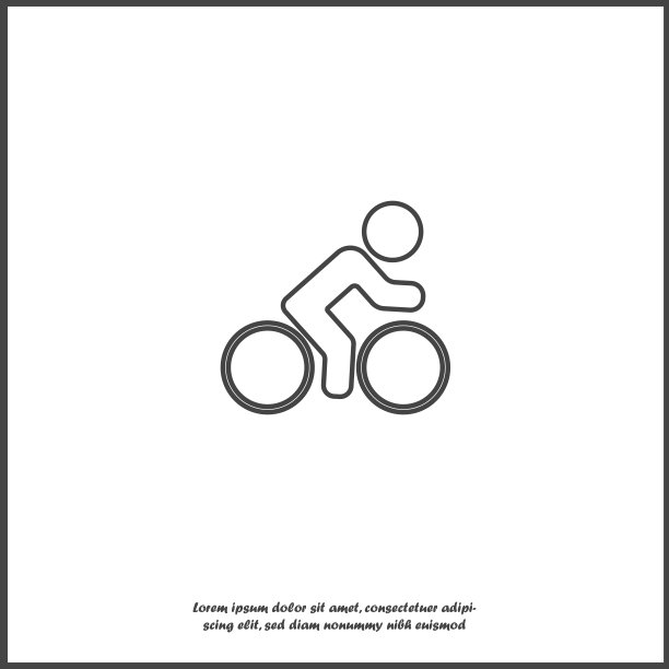 矢量图标的自行车，运动员在白色孤立的背景。图片下载