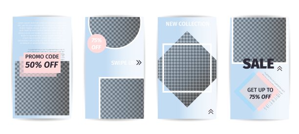 社交媒体故事销售促销码模板集图片下载