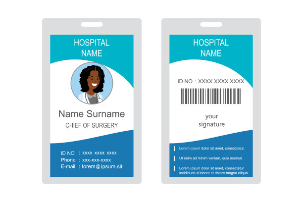 塑料和层压医疗徽章或身份证，图片下载