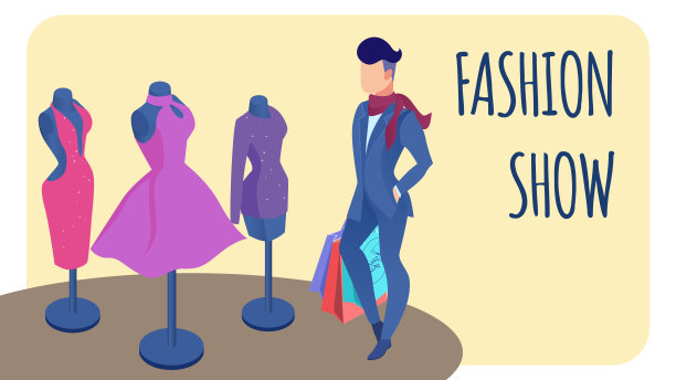 时装表演邀请，旗帜平面模板图片下载