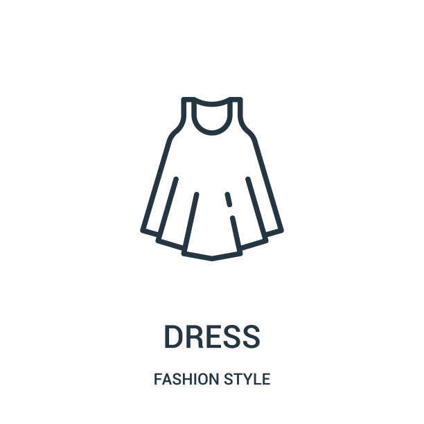服装图标矢量从时尚风格集合。细线连衣裙轮廓图标矢量插图。图片下载