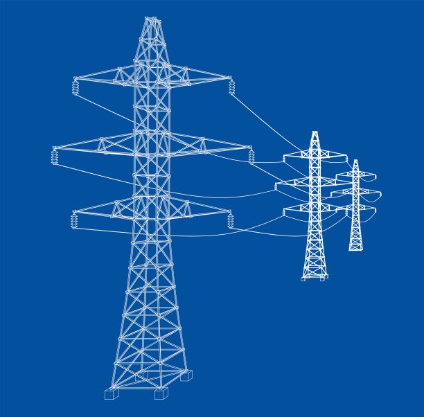 电塔或电塔的概念。向量图片下载