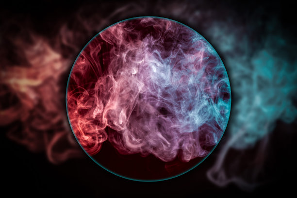 特写抽象艺术，红色和蓝色烟雾图片下载