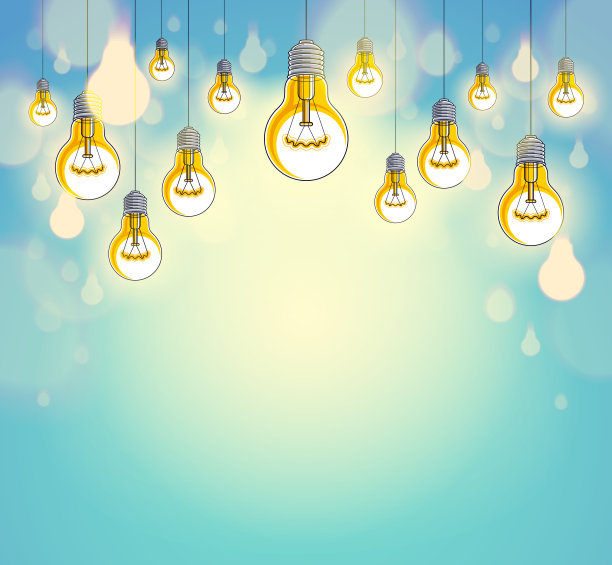 创意理念，思维不同，灯泡组矢量插图与单一的是闪亮的，创意灵感，是特殊的，领导。带有文本复制空间的合成。图片下载