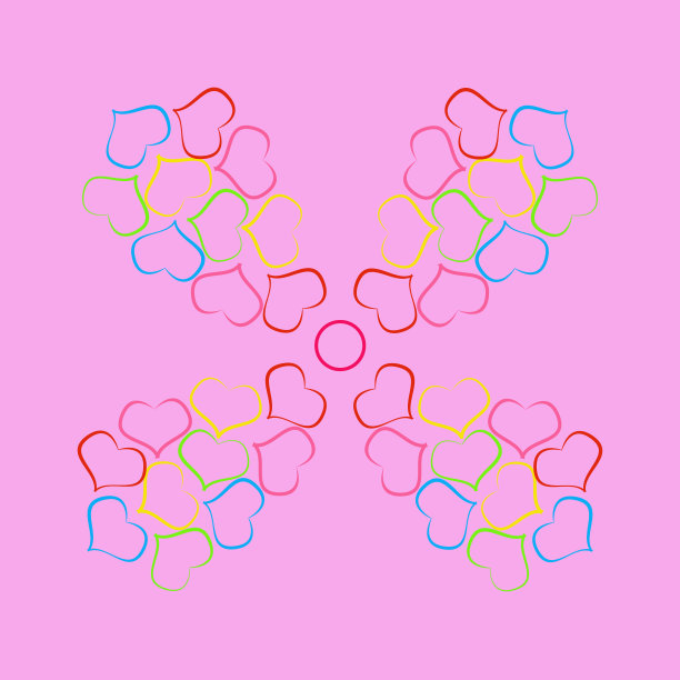不同颜色的心形情人节背景。图片下载