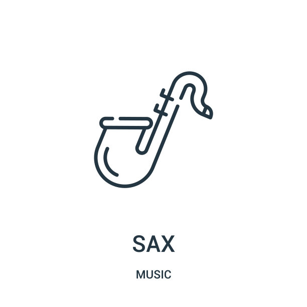 萨克斯图标矢量从音乐收集。细线sax轮廓图标矢量插图。图片下载