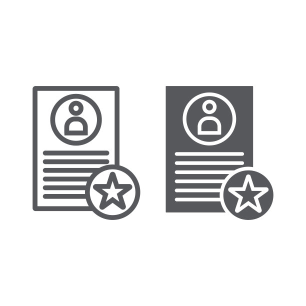 最佳提案线和符号图标，工作和招聘，简历标志，矢量图形，白色背景上的线性模式。图片下载