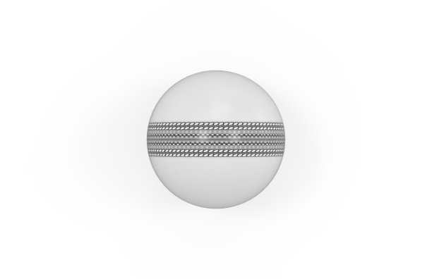 白色闪亮的板球为一天国际比赛在孤立的白色背景，3d插图图片下载