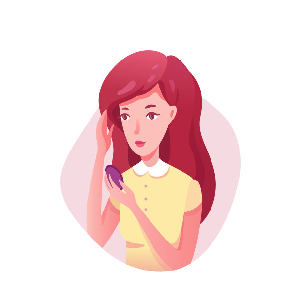 女孩看着镜子中的平面插图图片下载