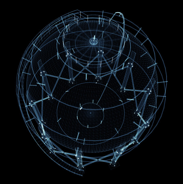 由发光线和发光点组成的球形燃气罐图片下载