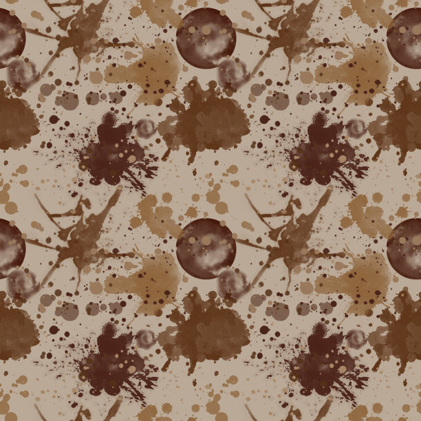 咖啡渍无缝图案上的黑色背景。图片下载