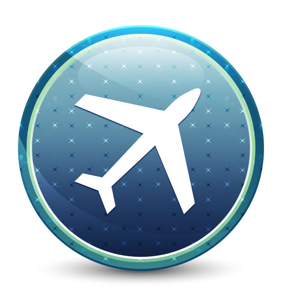 飞机图标亮天蓝色圆形按钮图片下载