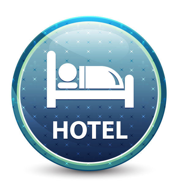 酒店闪亮的天蓝色圆形按钮图片下载