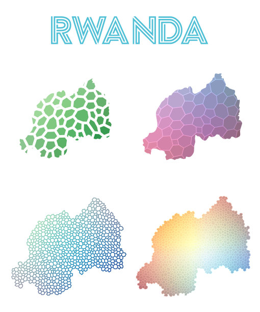 卢旺达多边形地图。图片下载