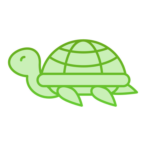 乌龟平图标。海龟绿色图标在时尚的平面风格。动物渐变风格设计，为网页和应用设计。图片下载