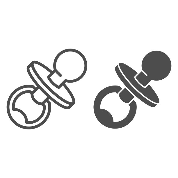 奶嘴线性图标和符号图标。婴儿矢量插图，在白色背景上隔离。奶嘴轮廓样式设计，专为Web和App设计。Eps 10。图片下载