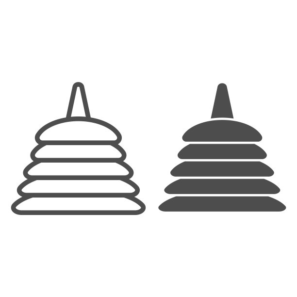 金字塔玩具线和字形图标。儿童逻辑玩具矢量插图孤立在白色。宝宝块轮廓风格设计，专为网页和应用设计。Eps 10。图片下载