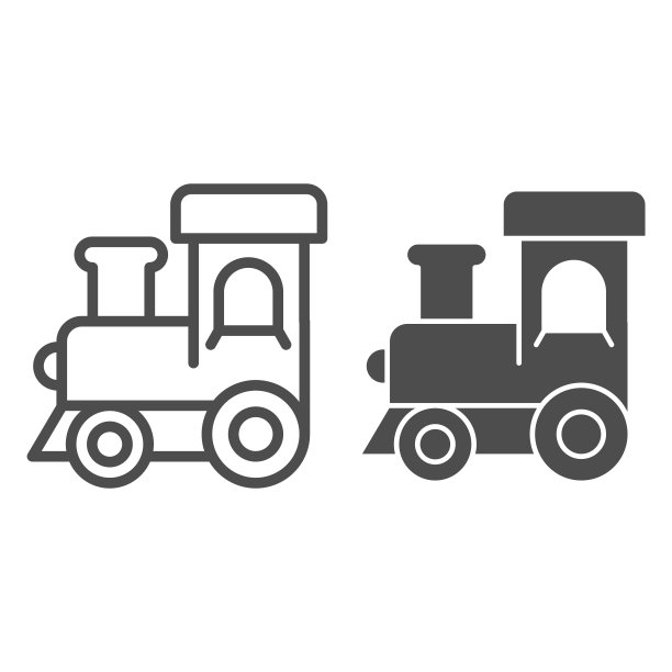 火车玩具线和字形图标。婴儿玩具矢量插图孤立在白色。机车轮廓风格设计，专为网页和app设计。Eps 10。图片下载