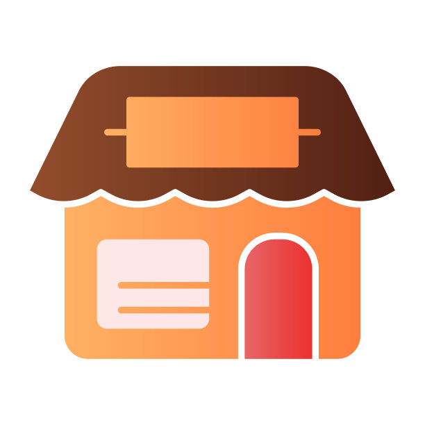 商店与招牌平面图标。用时尚的平面风格来存储颜色图标。市场立面渐变风格设计，为网页和应用设计。Eps 10。图片下载