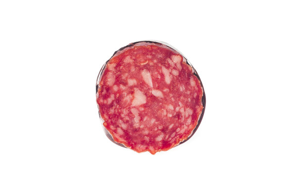 腊肠肉片孤立于白色图片下载