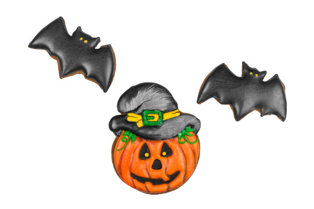 万圣节姜饼曲奇孤立在白色图片下载