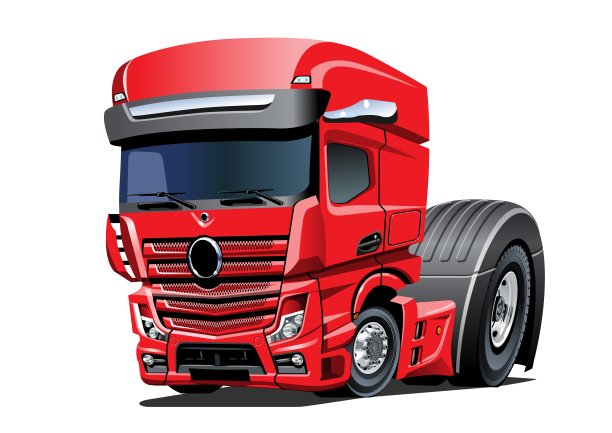 卡通半卡车孤立的白色背景图片下载